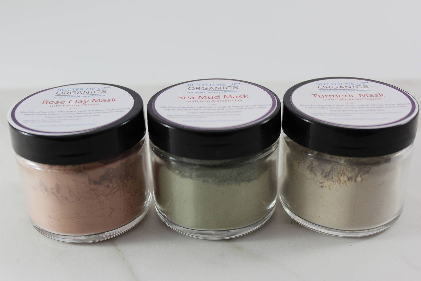 Clay Face Mask Trio / Rose Clay / French Green Clay / Kaolin Clay Turmeric